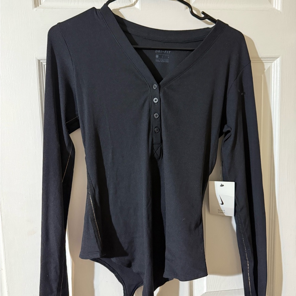Nike Black Fitted Bodysuit NWT ribbed size large